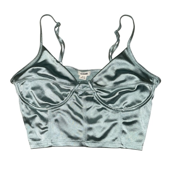 Garage Other - Garage light blue sleek shiny silver blue long line bra women’s size P/S